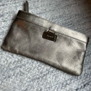 Kate Spade Pewter Metallic Wristlet Wallet